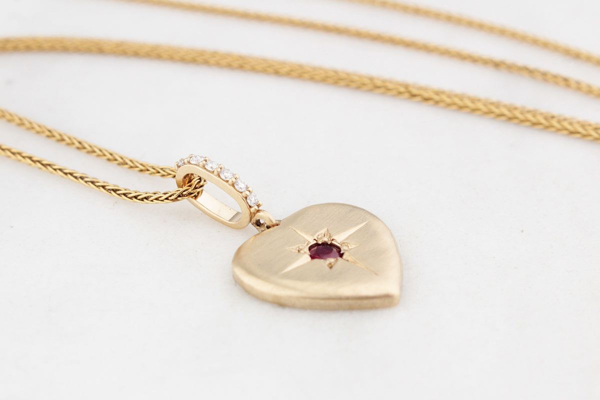 BESPOKE RUBY &amp; DIAMOND PENDANT 9ct GOLD