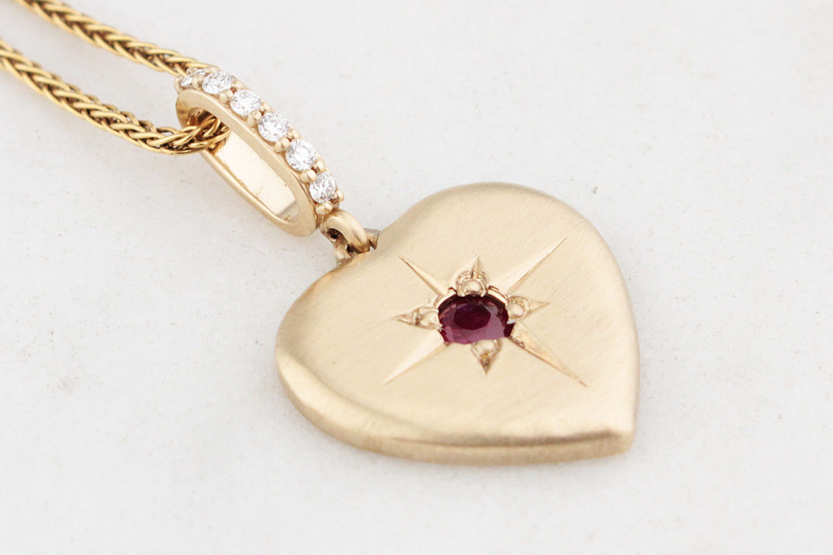 BESPOKE RUBY &amp; DIAMOND PENDANT 9ct GOLD