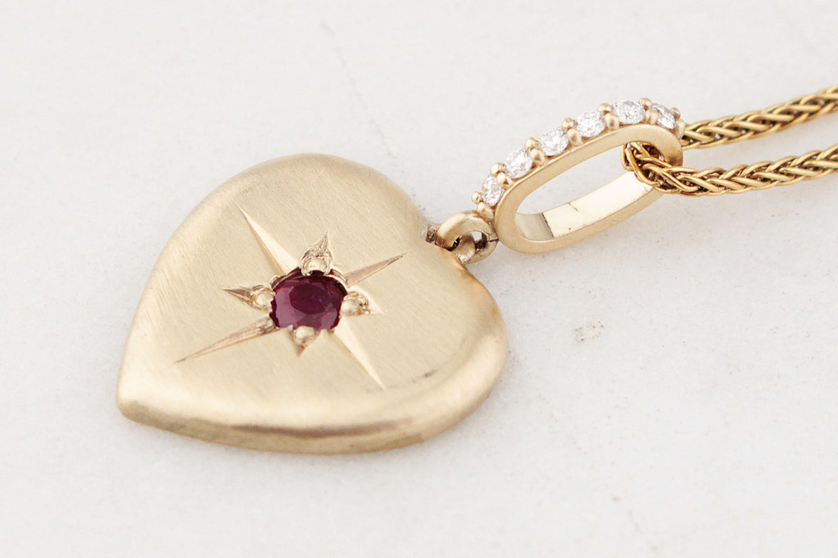 BESPOKE RUBY &amp; DIAMOND PENDANT 9ct GOLD