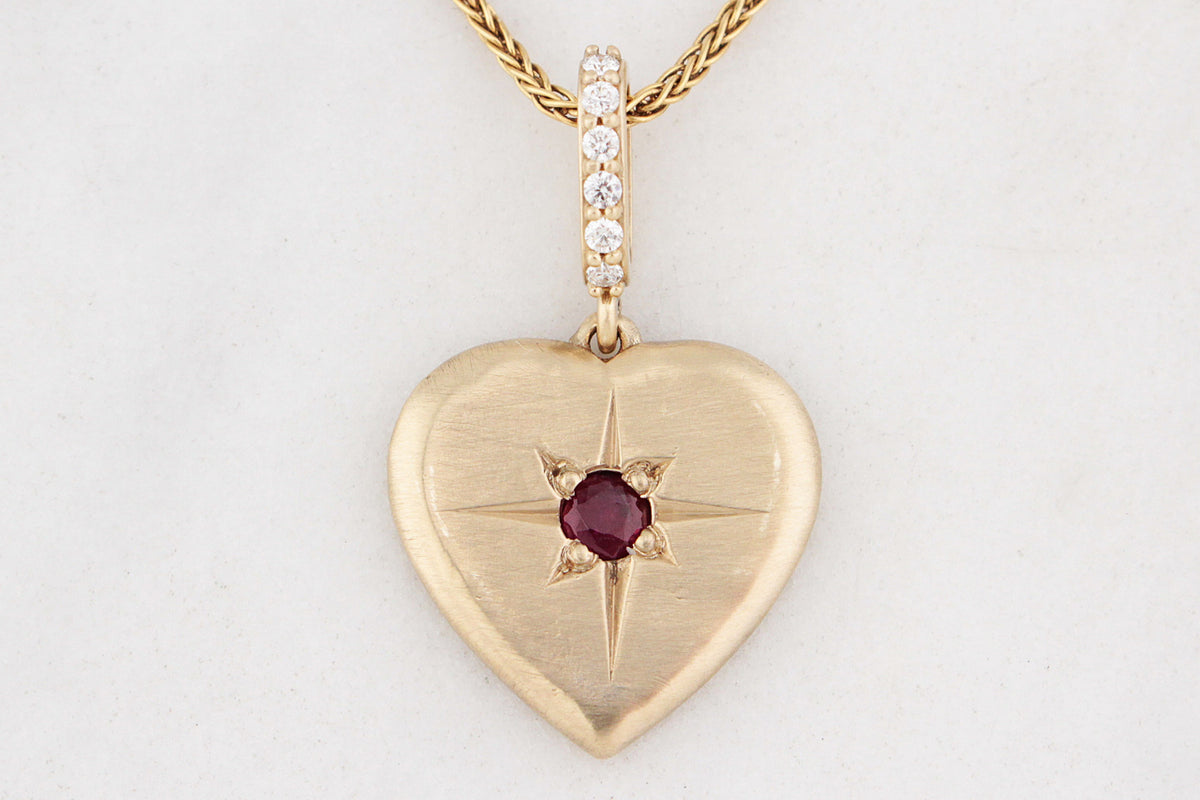 BESPOKE RUBY &amp; DIAMOND PENDANT 9ct GOLD
