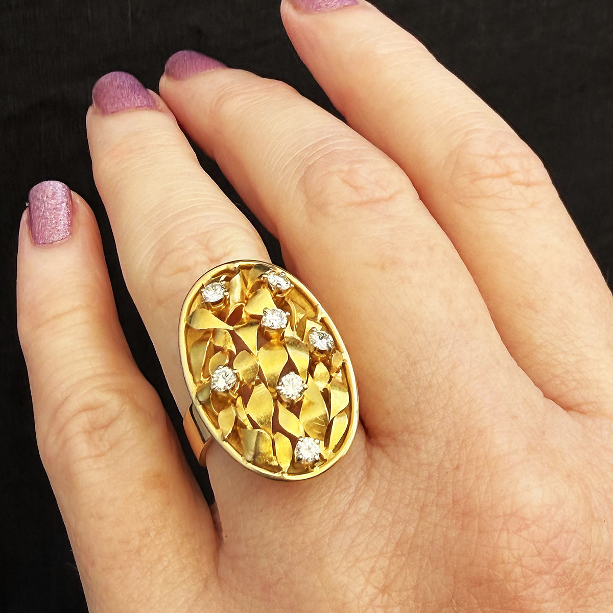 VINTAGE c1930/40 DIAMOND COCKTAIL RING 14ct GOLD