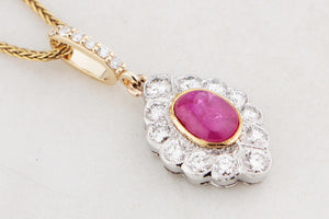 ART DECO RUBY & DIAMOND PENDANT 18ct GOLD