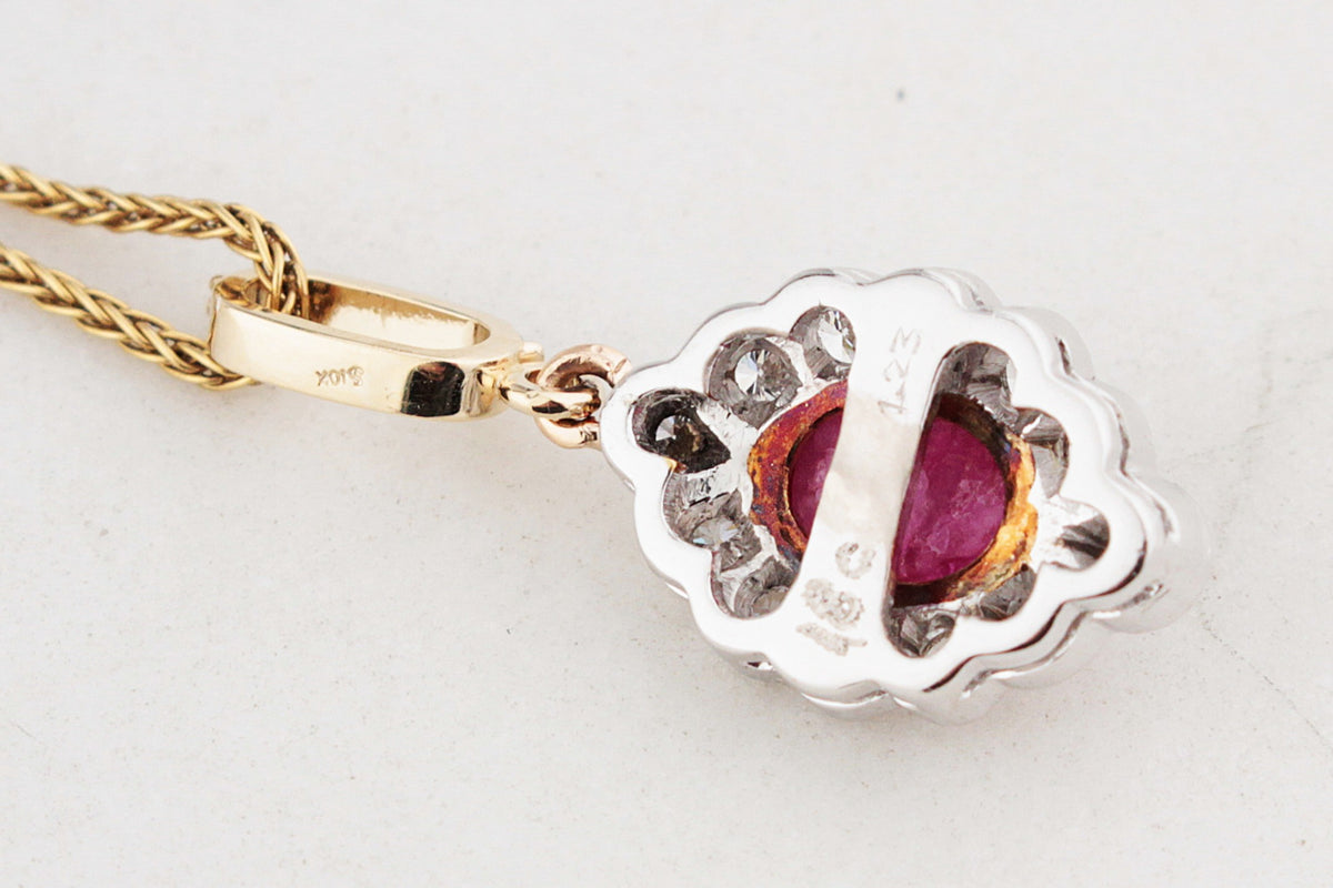 ART DECO RUBY & DIAMOND PENDANT 18ct GOLD