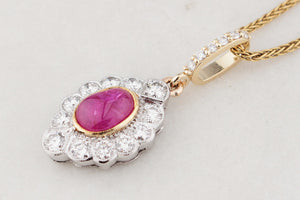 ART DECO RUBY & DIAMOND PENDANT 18ct GOLD