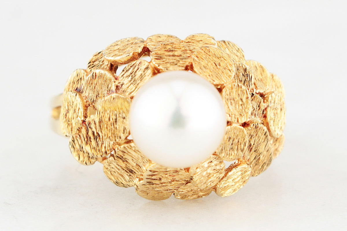VINTAGE MID-CENTURY PEARL RING 18ct YELLOW GOLD