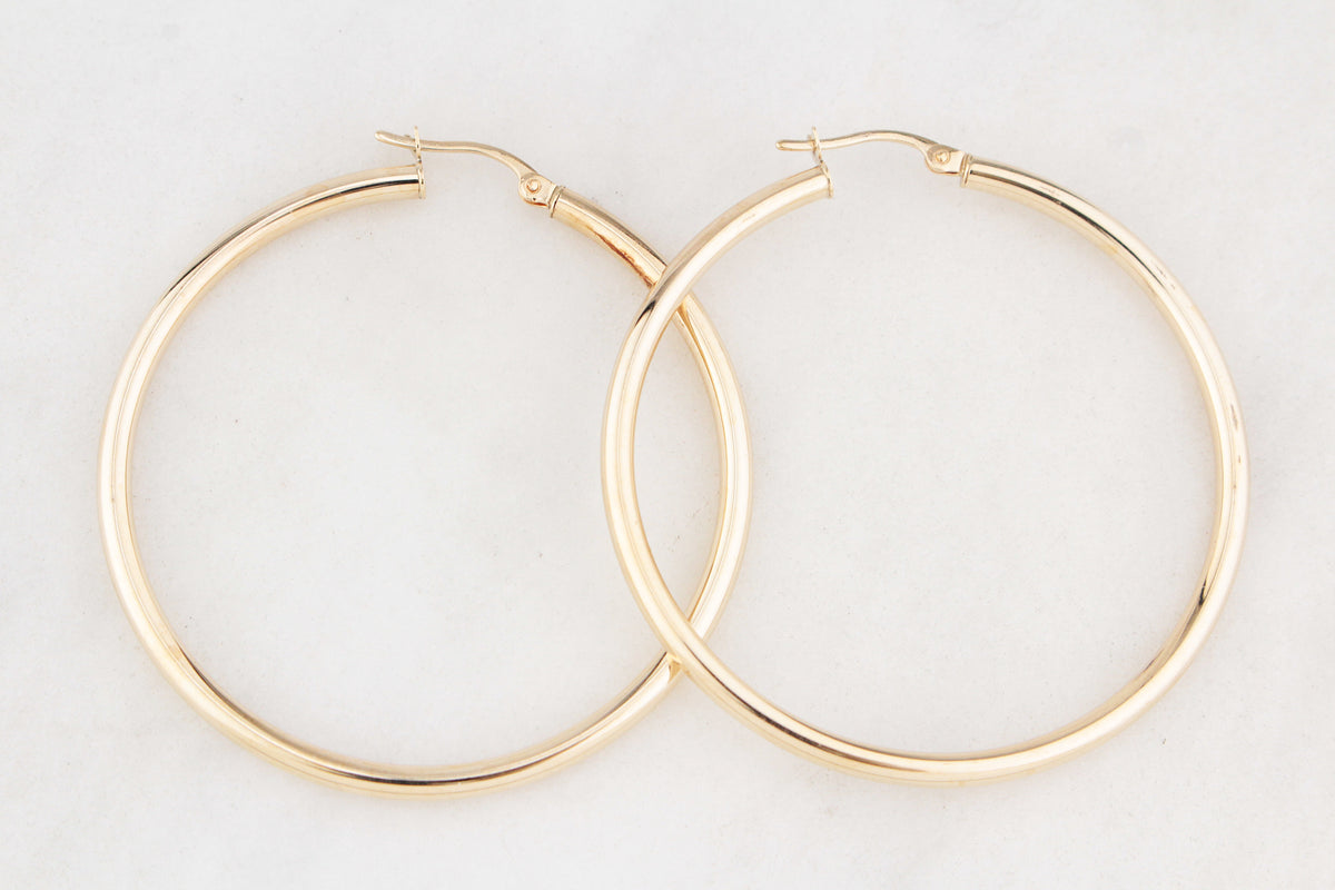 9ct GOLD LARGE HOOP EARRINGS