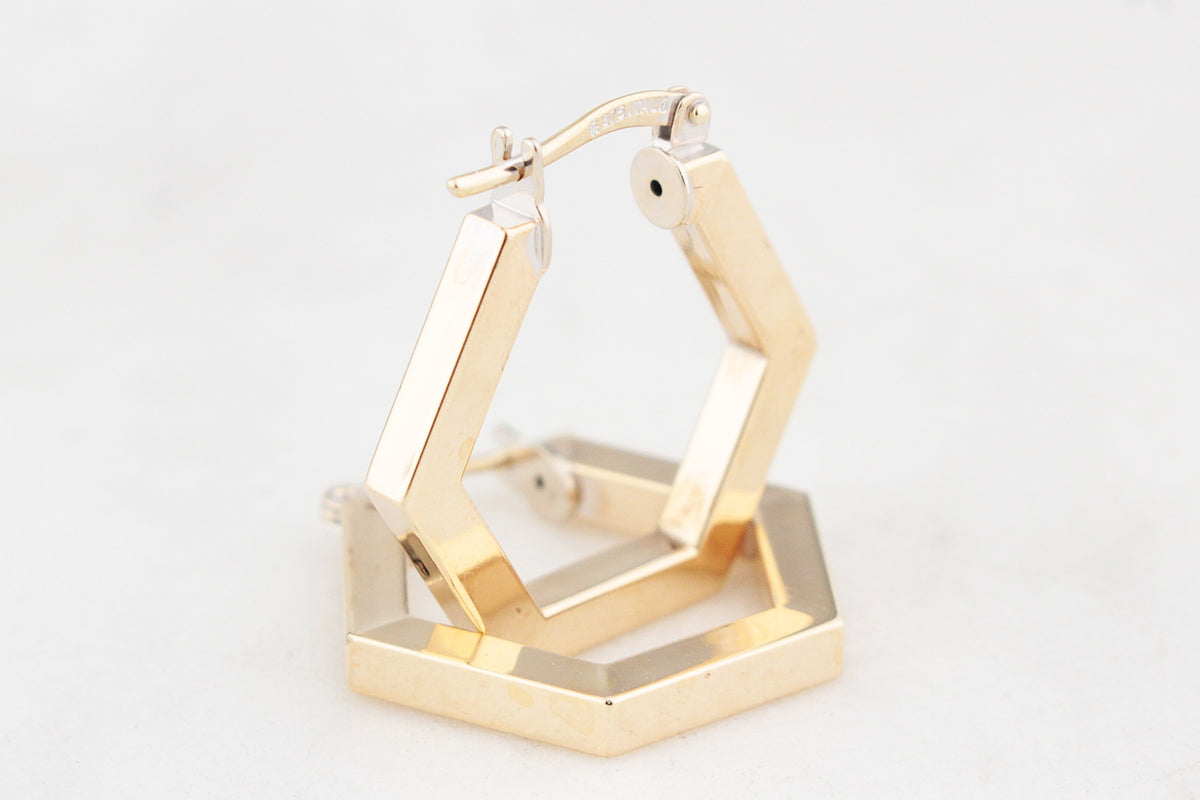 VINTAGE ITALIAN GEOMETRIC HOOP EARRINGS 9ct GOLD