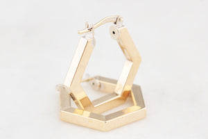 VINTAGE ITALIAN GEOMETRIC HOOP EARRINGS 9ct GOLD