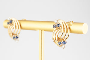 VINTAGE SAPPHIRE & DIAMOND EARRINGS 18ct GOLD