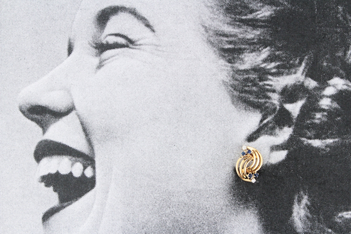 VINTAGE SAPPHIRE &amp; DIAMOND EARRINGS 18ct GOLD