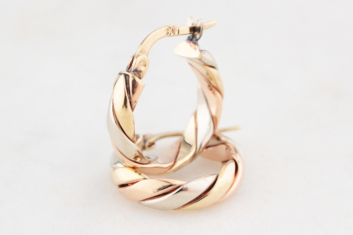 VINTAGE TWIST HOOPS 9ct GOLD