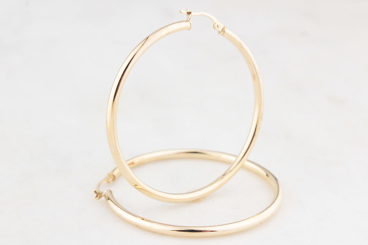 9ct GOLD LARGE HOOP EARRINGS