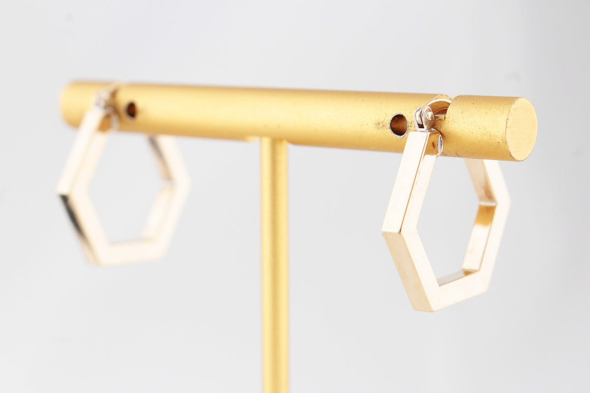 VINTAGE ITALIAN GEOMETRIC HOOP EARRINGS 9ct GOLD