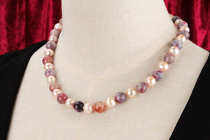 TOURMALINE & PEARL NECKLACE 9ct GOLD