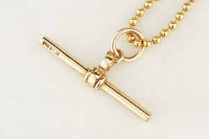ANTIQUE FOB T BAR PENDANT ON 9ct YELLOW GOLD