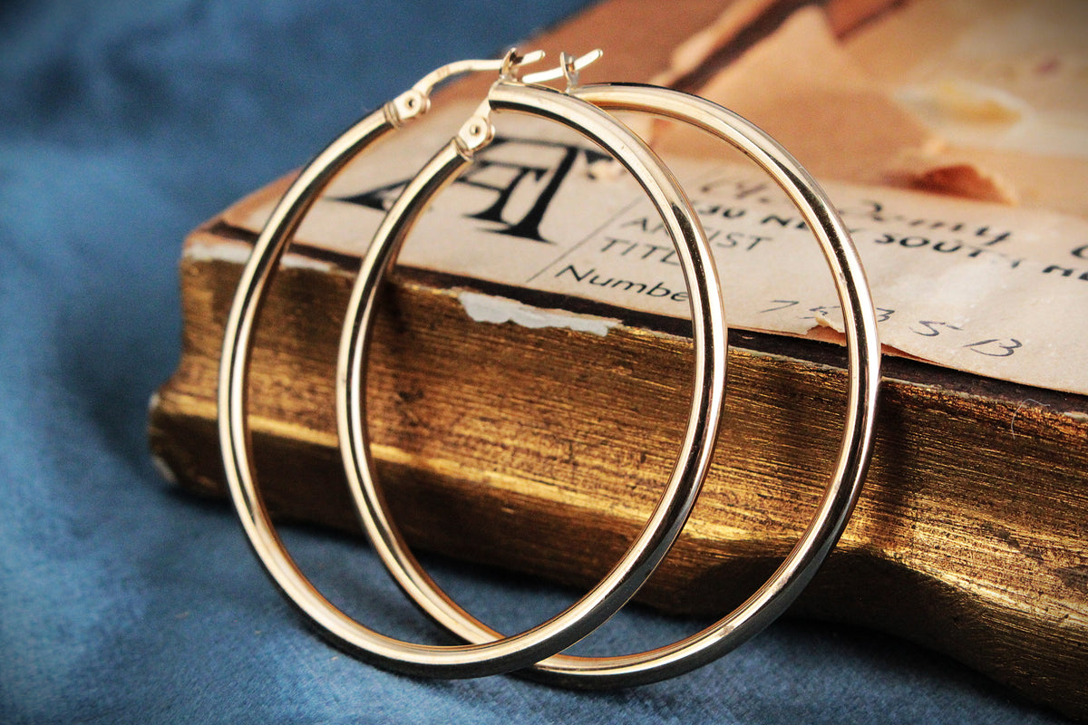 9ct GOLD LARGE HOOP EARRINGS