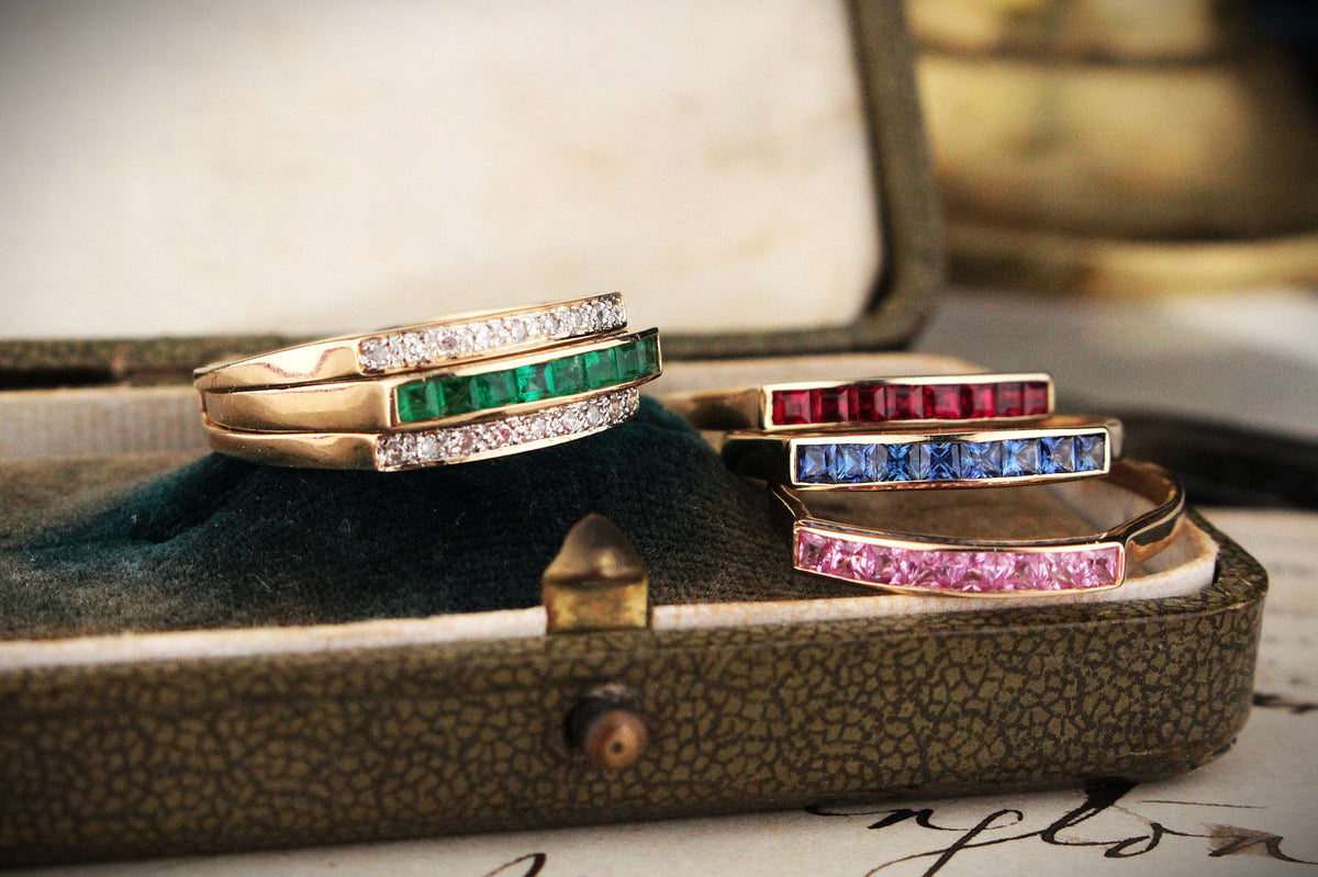 VINTAGE INTERCHANGEABLE GEMSTONE RING 14ct GOLD