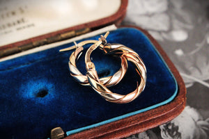 VINTAGE TWIST HOOPS 9ct GOLD