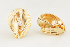 VINTAGE c1950 TIFFANY & Co DIAMOND EARRINGS 14ct YELLOW GOLD