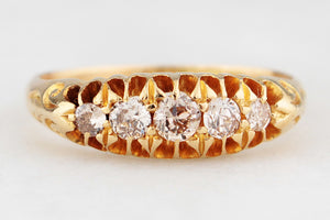 ANTIQUE LATE EDWARDIAN FIVE STONE DIAMOND RING 18ct GOLD