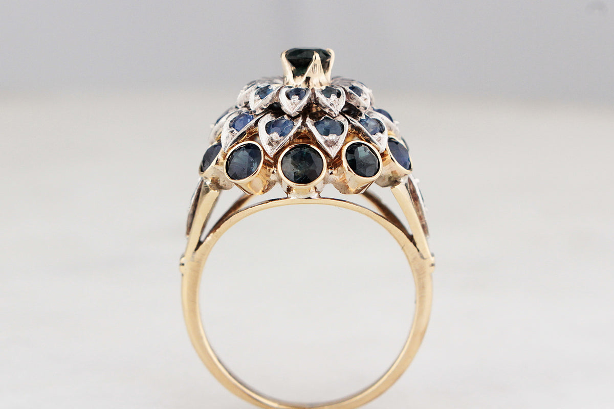VINTAGE c1930’s SAPPHIRE DOME RING 18ct GOLD