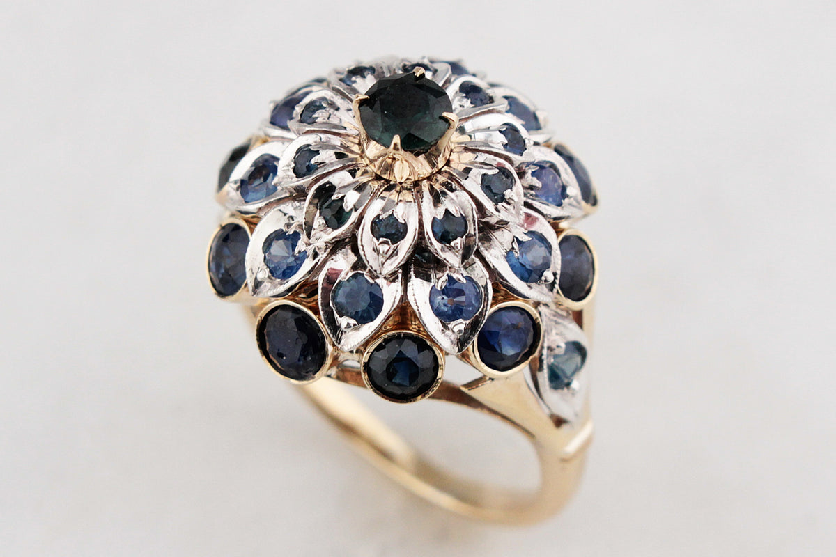 VINTAGE c1930’s SAPPHIRE DOME RING 18ct GOLD