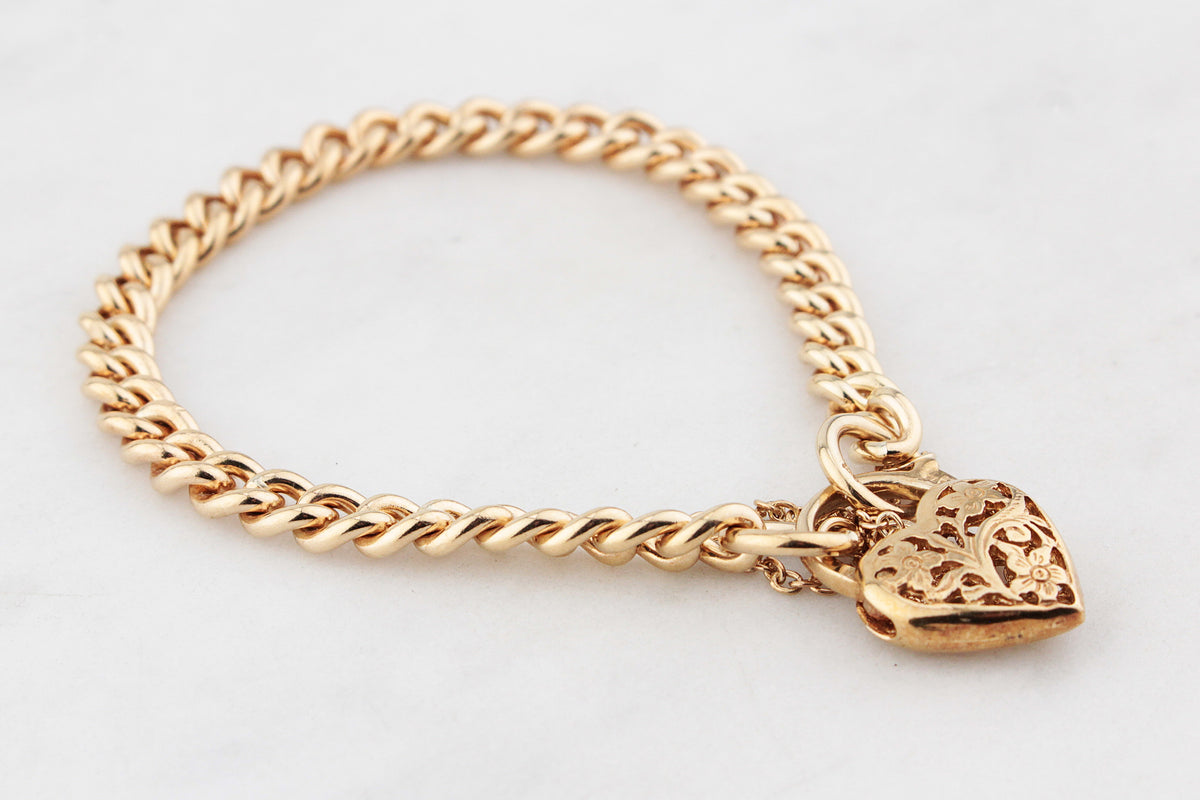 VINTAGE 24.70g CURB LINK BRACELET 9ct GOLD