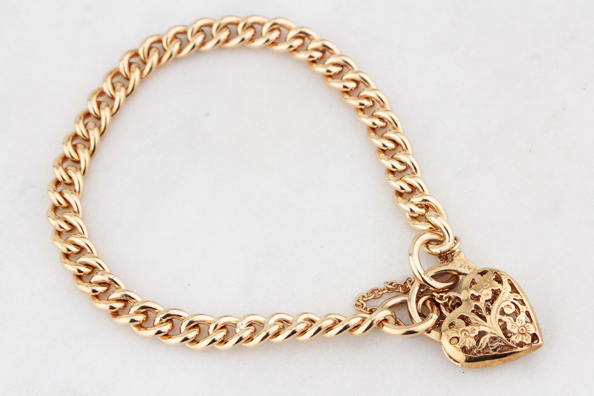 VINTAGE 24.70g CURB LINK BRACELET 9ct GOLD