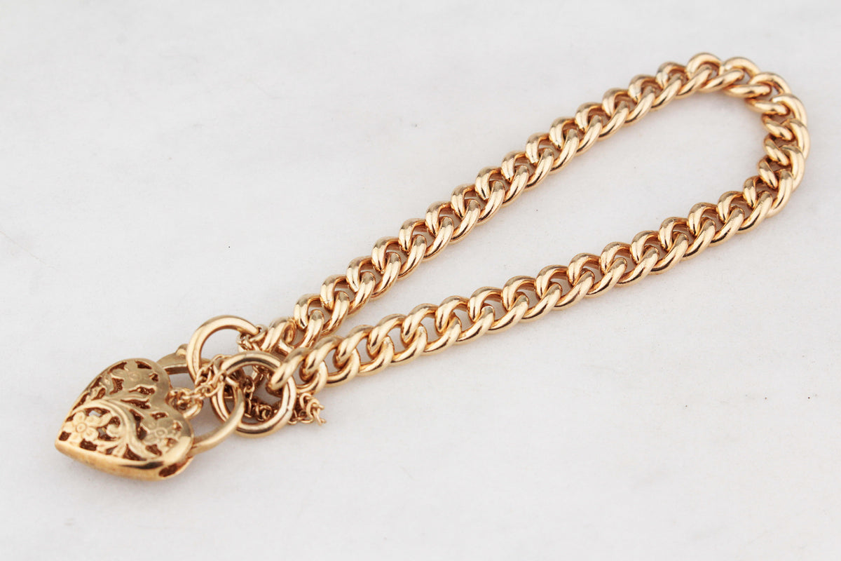 VINTAGE 24.70g CURB LINK BRACELET 9ct GOLD