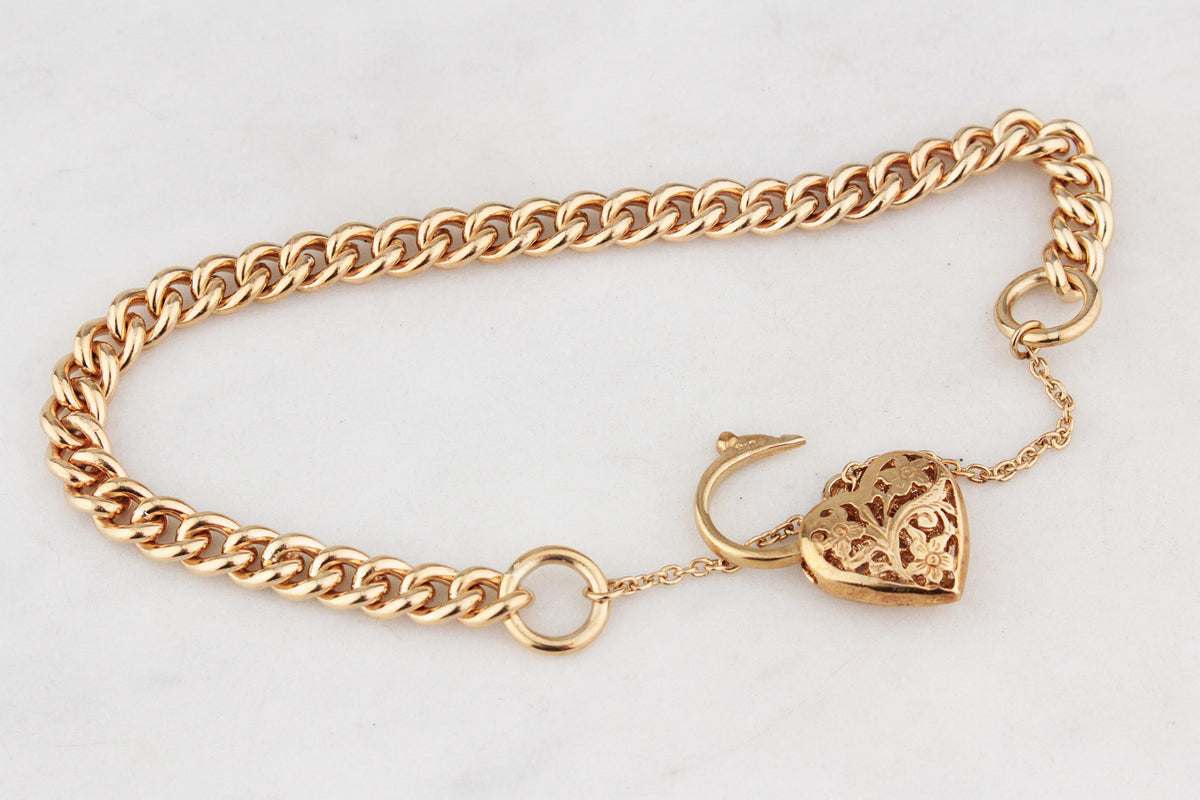 VINTAGE 24.70g CURB LINK BRACELET 9ct GOLD