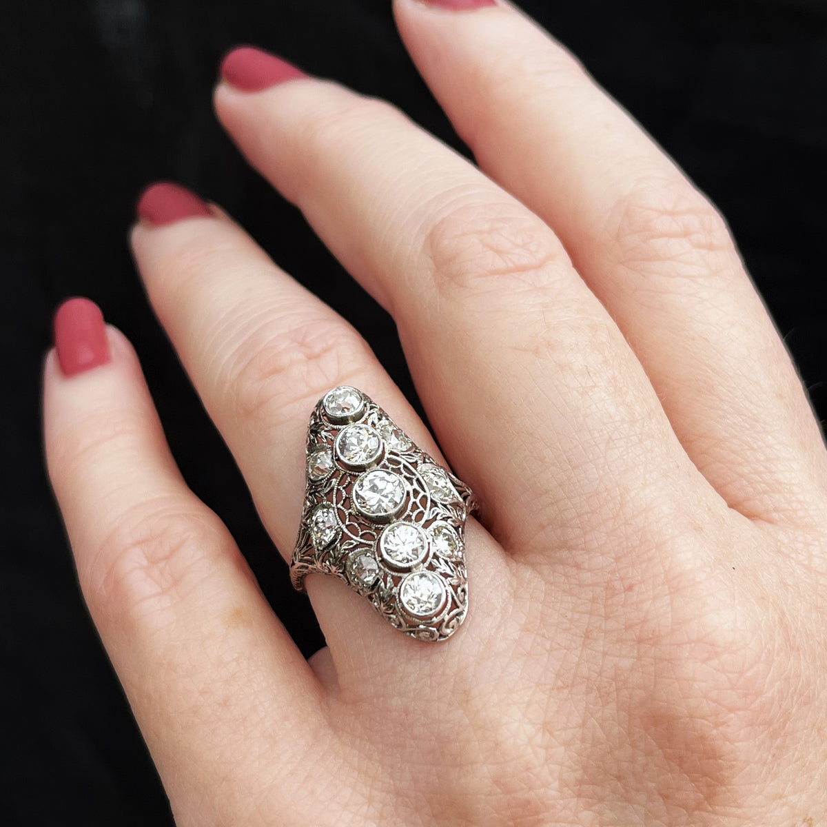 ANTIQUE ART DECO 2ct DIAMOND RING 18ct GOLD &amp; PLATINUM