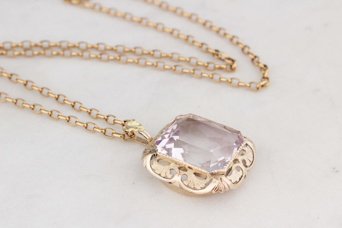 ANTIQUE c1900 ARTS & CRAFTS 19.30ct AMETHYST PENDANT 9ct GOLD
