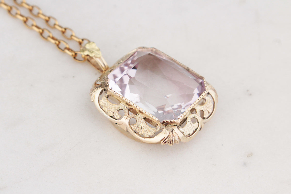 ANTIQUE c1900 ARTS & CRAFTS 19.30ct AMETHYST PENDANT 9ct GOLD