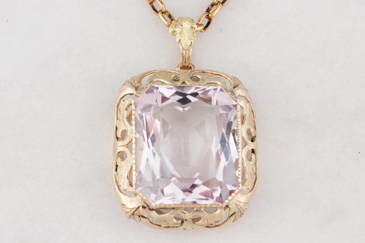 ANTIQUE c1900 ARTS & CRAFTS 19.30ct AMETHYST PENDANT 9ct GOLD