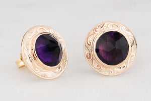 ANTIQUE AUSTRALIAN AMETHYST EARRINGS 9ct GOLD