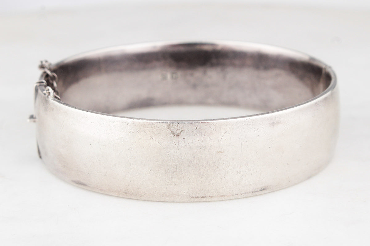 VINTAGE CHARLES HORNER ETHCED STERLING SILVER BANGLE