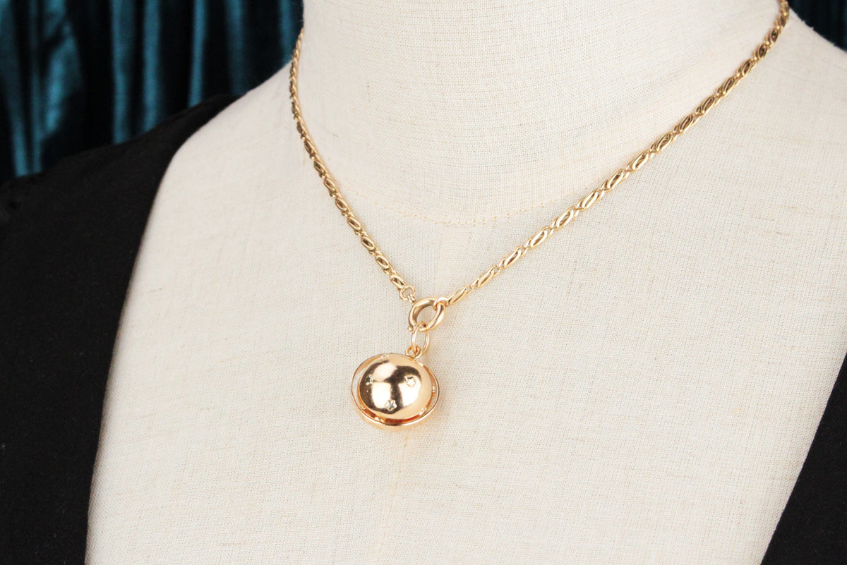 ANTIQUE EDWARDIAN SPINNING STAR GLOBE PENDANT 14ct GOLD