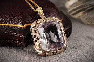 ANTIQUE c1900 ARTS & CRAFTS 19.30ct AMETHYST PENDANT 9ct GOLD