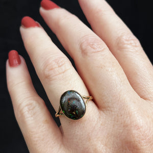 ANTIQUE AUSTRALIAN SOLID BOULDER OPAL RING 9ct GOLD