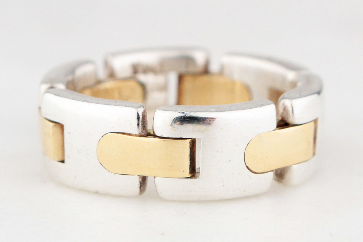 TIFFANY & CO c1990’S GATE LINK RING 18CT GOLD & SILVER