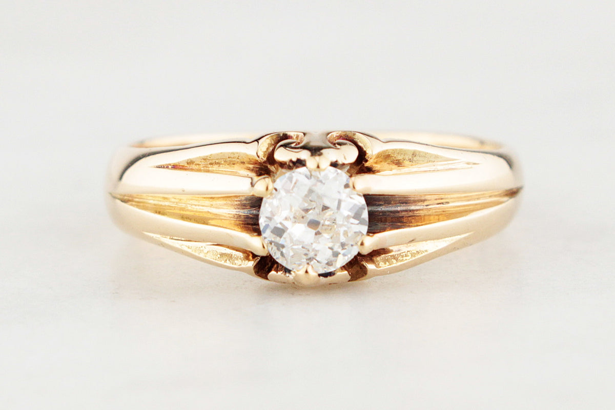 ANTIQUE VICTORIAN .55ct OLD MINE CUT DIAMOND RING 18ct GOLD