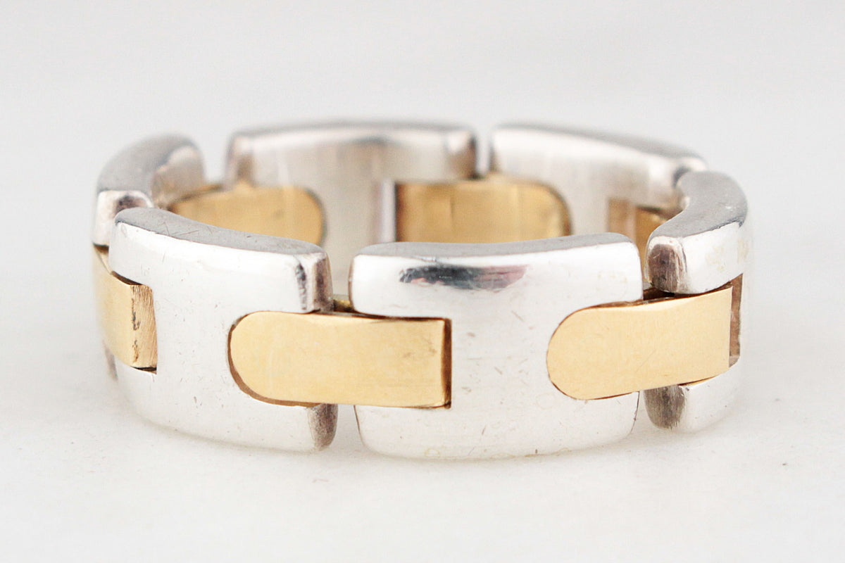 TIFFANY & CO c1990’S GATE LINK RING 18CT GOLD & SILVER