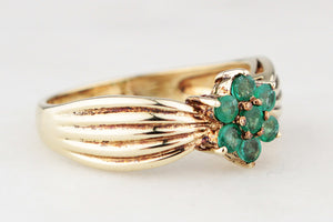 RETRO 1980 EMERALD CLUSTER RING 9ct GOLD
