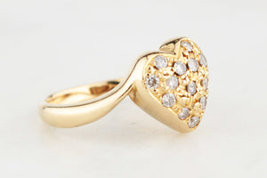 VINTAGE DIAMOND HEART RING 18ct YELLOW GOLD