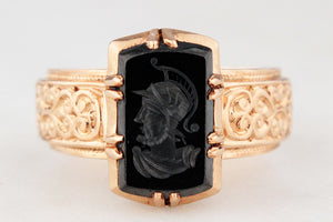 ANTIQUE VICTORIAN HEMATITE INTAGLIO RING 14ct ROSE GOLD
