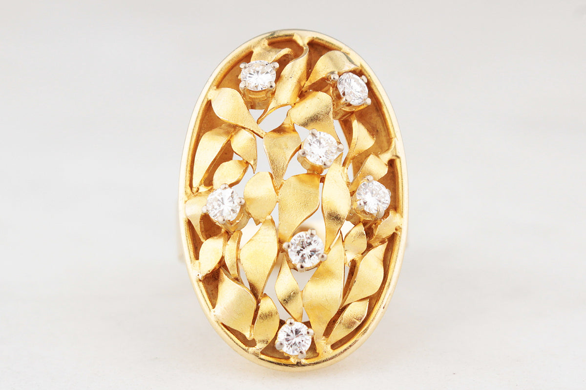 VINTAGE c1930/40 DIAMOND COCKTAIL RING 14ct GOLD