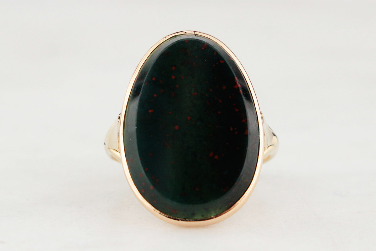 ANTIQUE EDWARDIAN BLOODSTONE RING 14ct GOLD