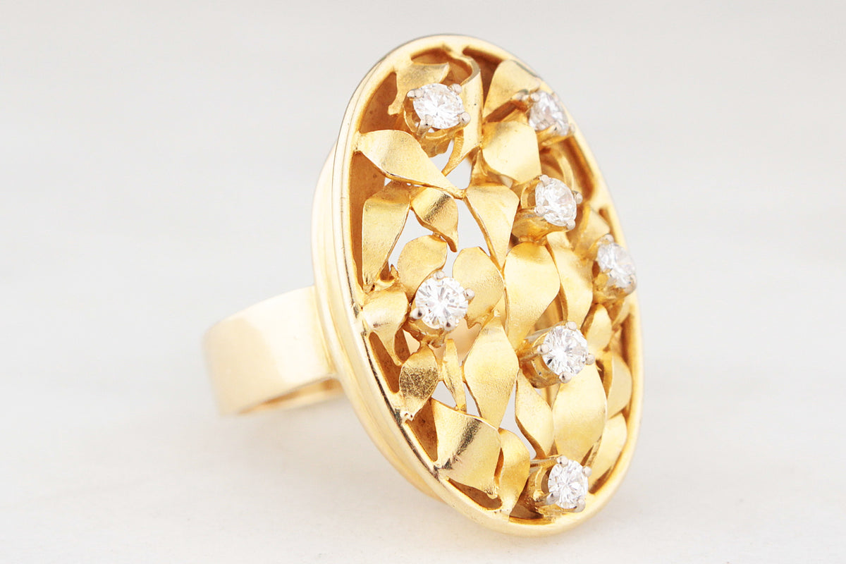 VINTAGE c1930/40 DIAMOND COCKTAIL RING 14ct GOLD