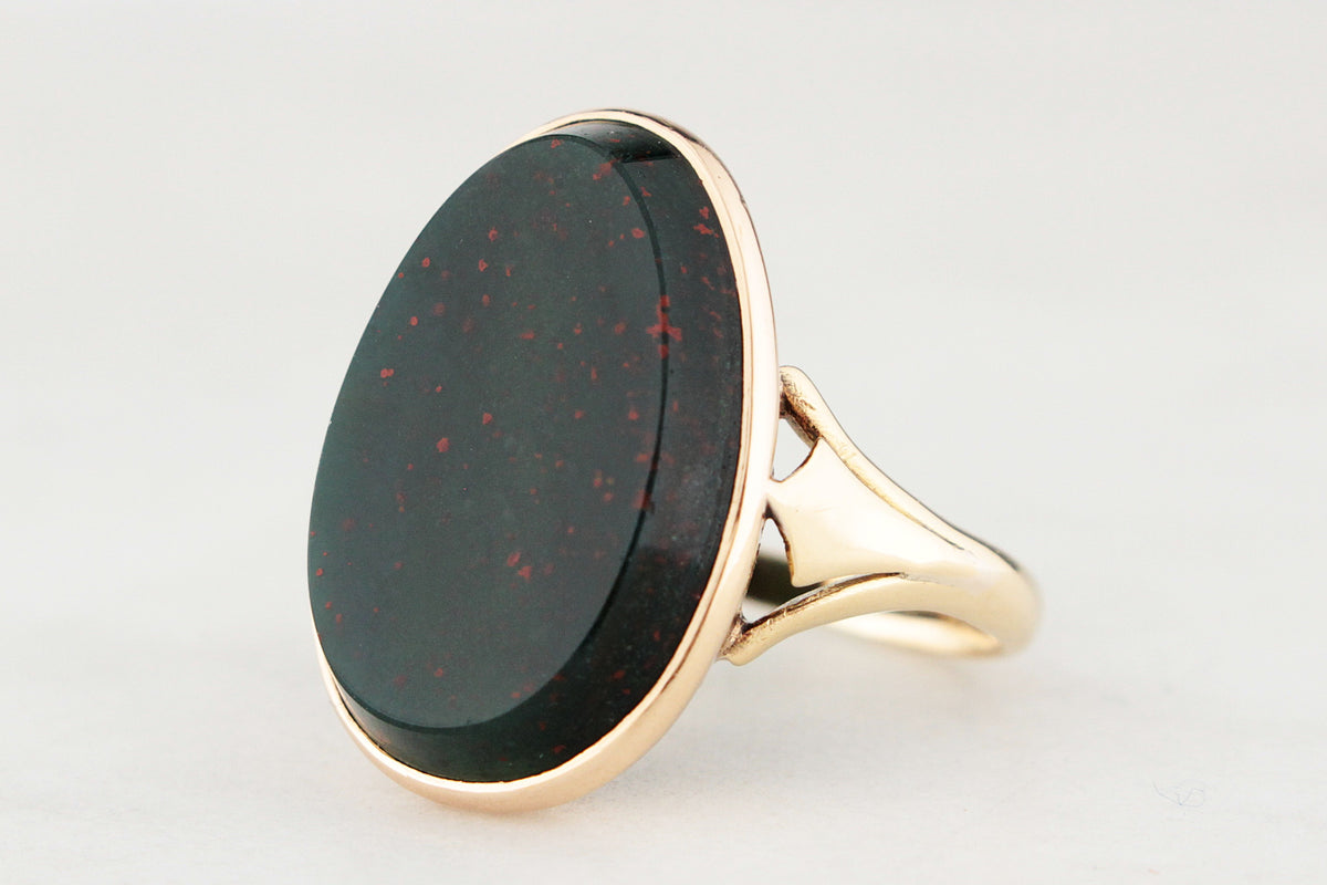 ANTIQUE EDWARDIAN BLOODSTONE RING 14ct GOLD