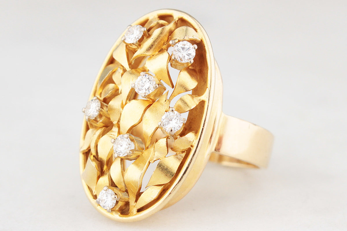 VINTAGE c1930/40 DIAMOND COCKTAIL RING 14ct GOLD